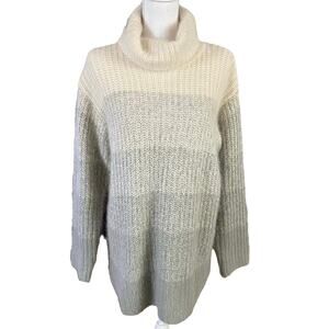 Jones New York Sport Size L Angora Lambs Wool Striped Neutral Sweater